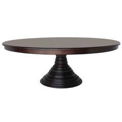 Custom Walnut Wood Round Pedestal Dining or Center Table 2