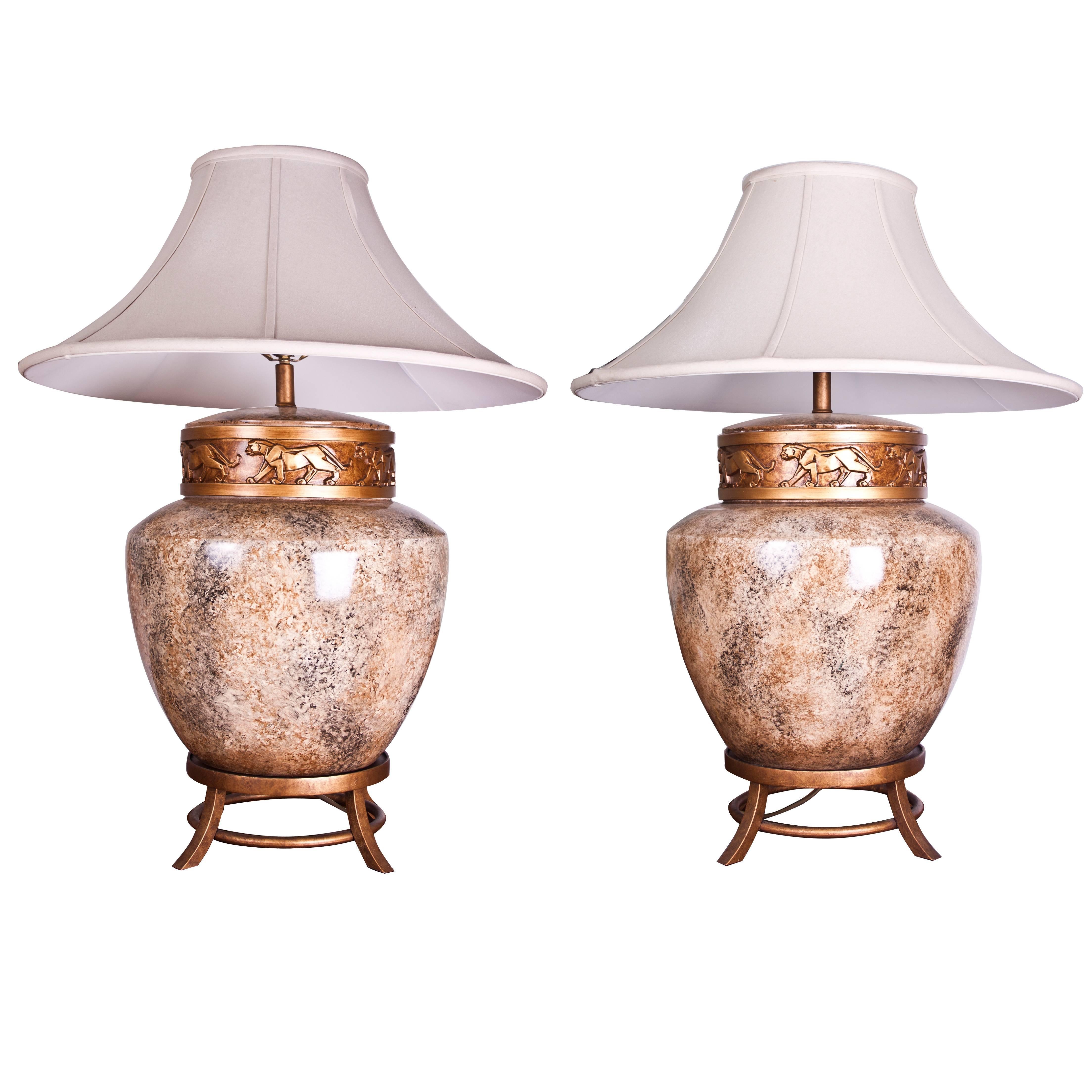 Pair of Large Art Deco Style Table Lamps