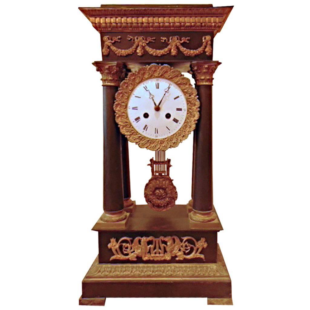 Empire Style Bronze Mantle Clock by Tiffany & Co. For Sale