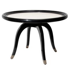 Vintage Black Lacquer and Parchment Occassional Table