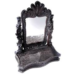 Elaborately Carved Tribute Folk Art Americana Mirror, 1894 6