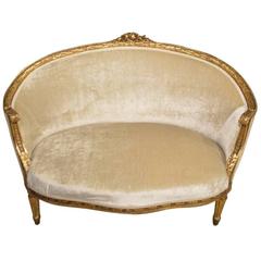 Louis XVI Style French Carved Giltwood Sofa
