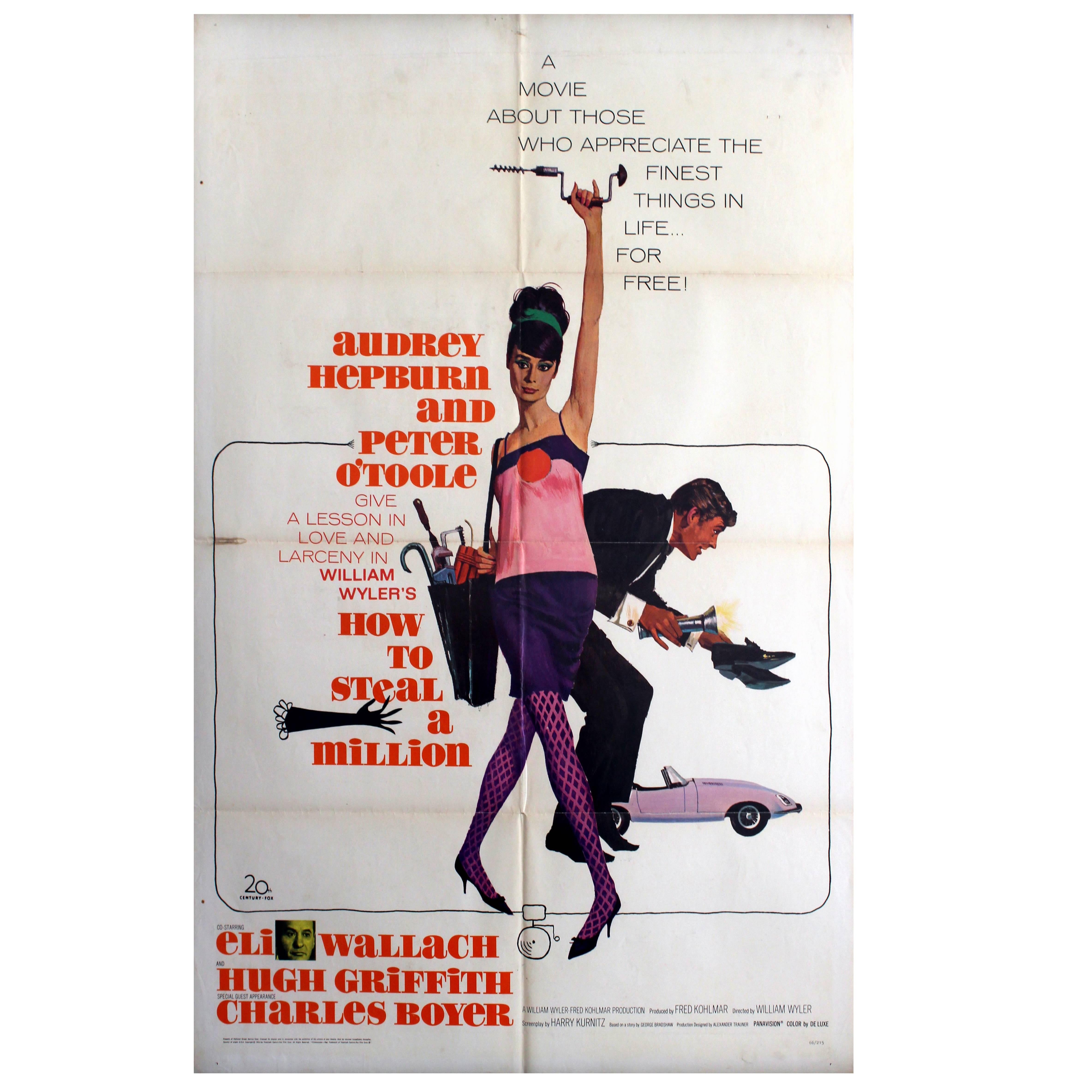 Original 1966 Movie Poster for “How to Steal a Million Starring Audrey Hepburn”