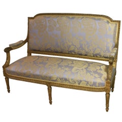 French Louis XVI Style Giltwood Settee, Sofa or Canape