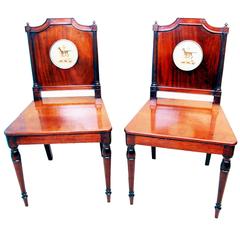 Antique Regency Mahogany Pair of Hall Chairs