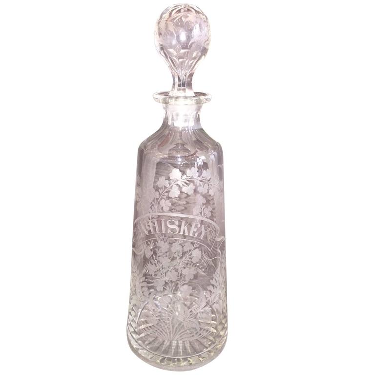 Late 19th Century Scottish Etched Glass Whiskey Decanter at 1stDibs