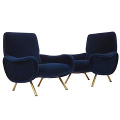 Italian Couple of Lounge Chairs Lady Designed by Marco Zanuso for Arflex Milano