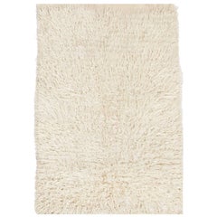 Solid Handmade Turkish Ivory Mohair Wool "Tulu" Rug. Custom Options Available
