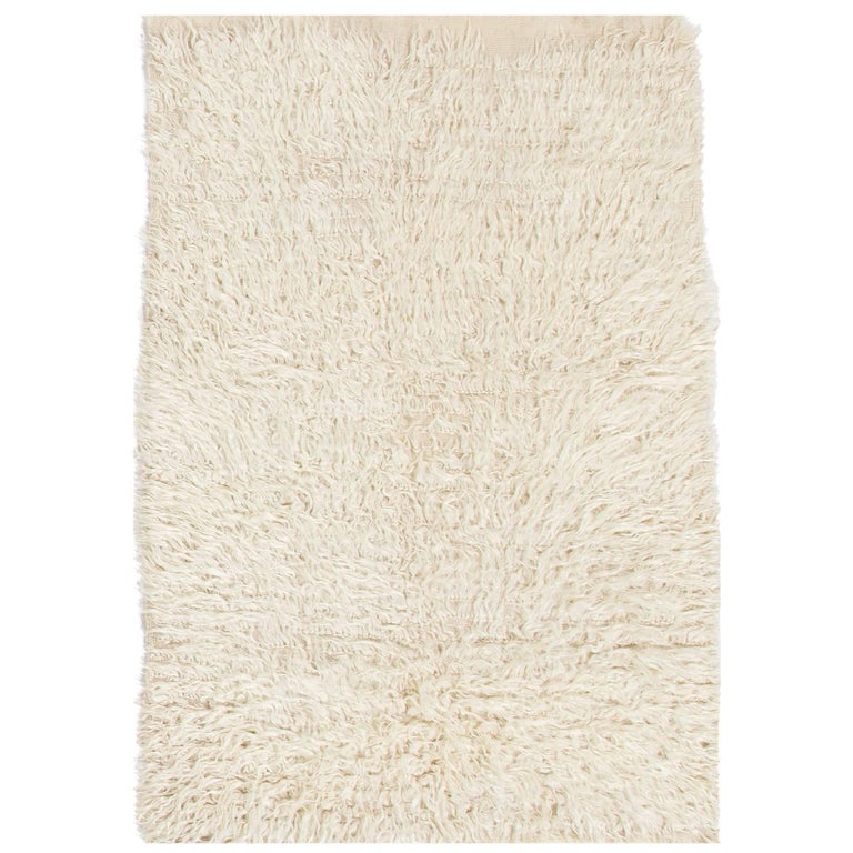 Solid Ivory Mohair Wool "Tulu" Rug For Sale at 1stdibs
