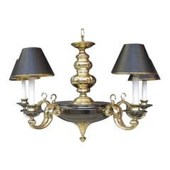 Five-Arm Gunmetal and Gold Chandelier