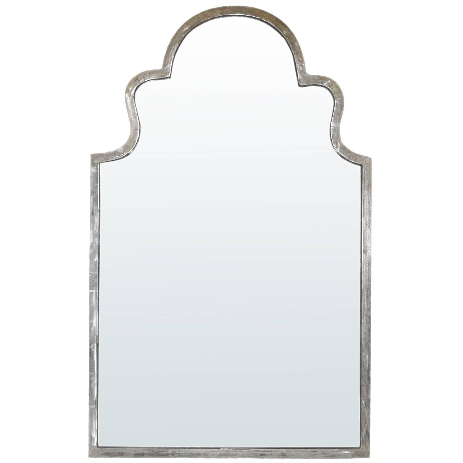 Contemporary Shaped Steel Framed Mirror For Sale