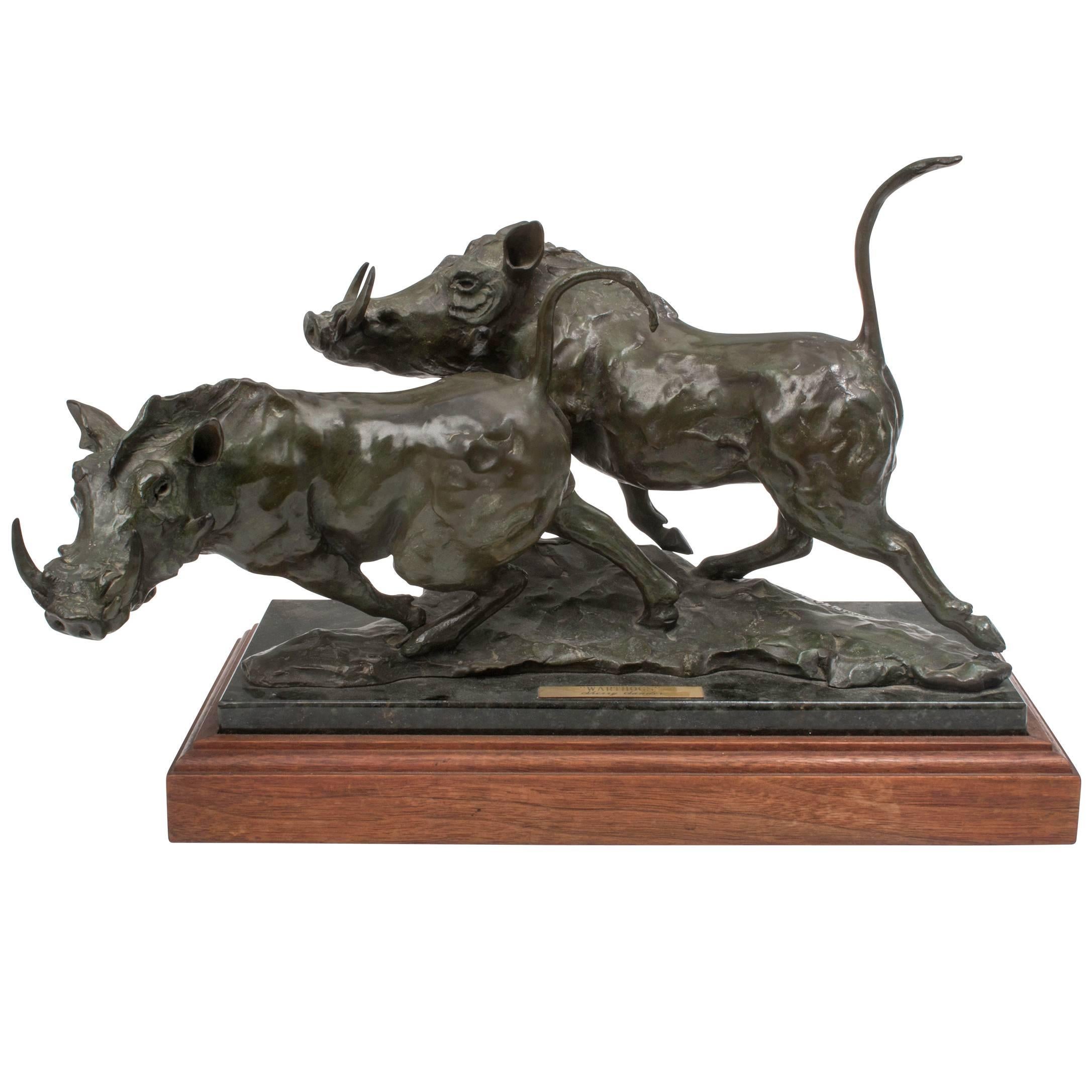 Bronze Warthogs by Sherry Sanders For Sale