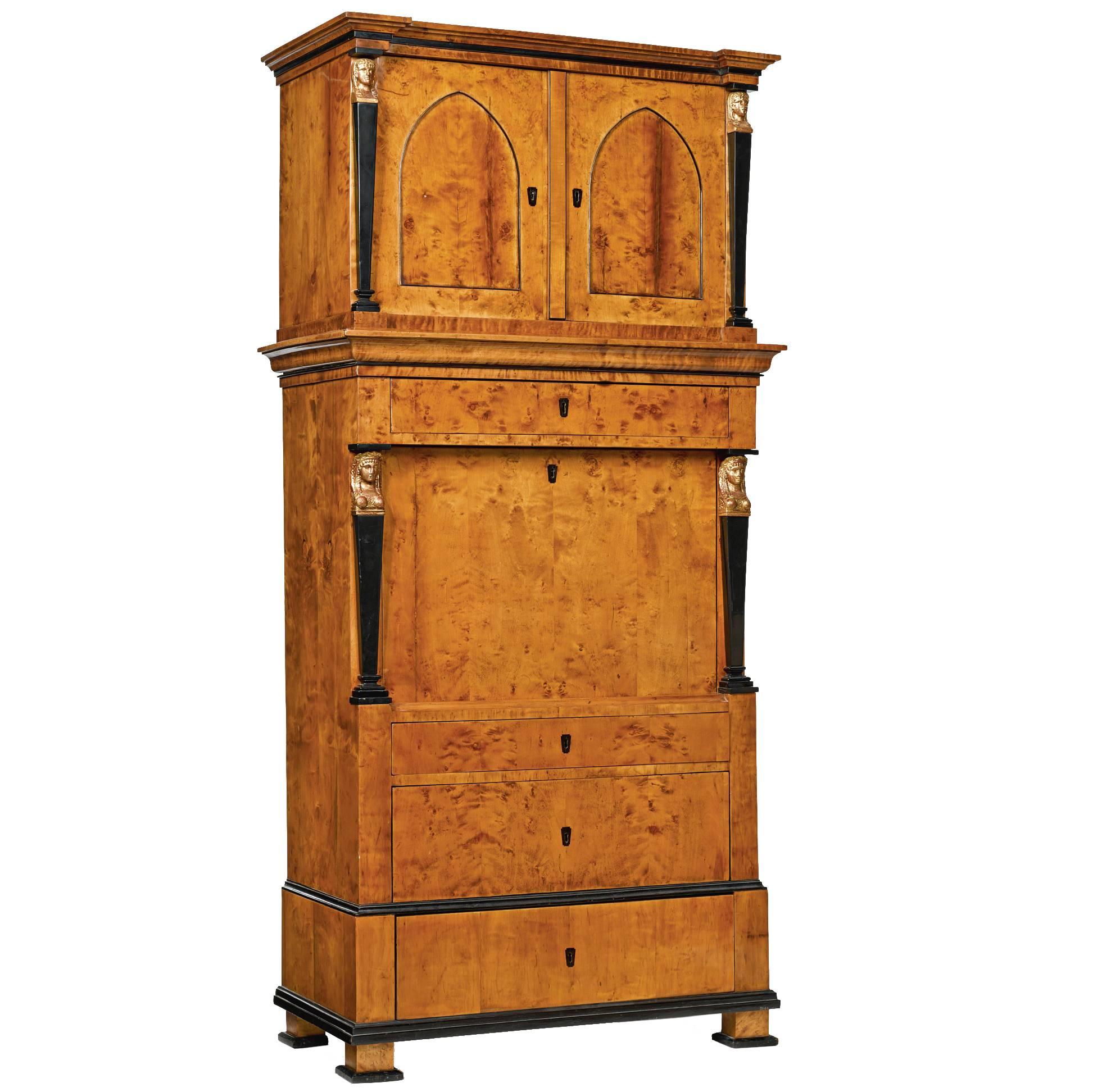 Early 19th Century Biedermeier Fruitwood Secretaire a Abattant