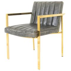 Long Arm Tufted Dining Chair in Distressed Leather 5