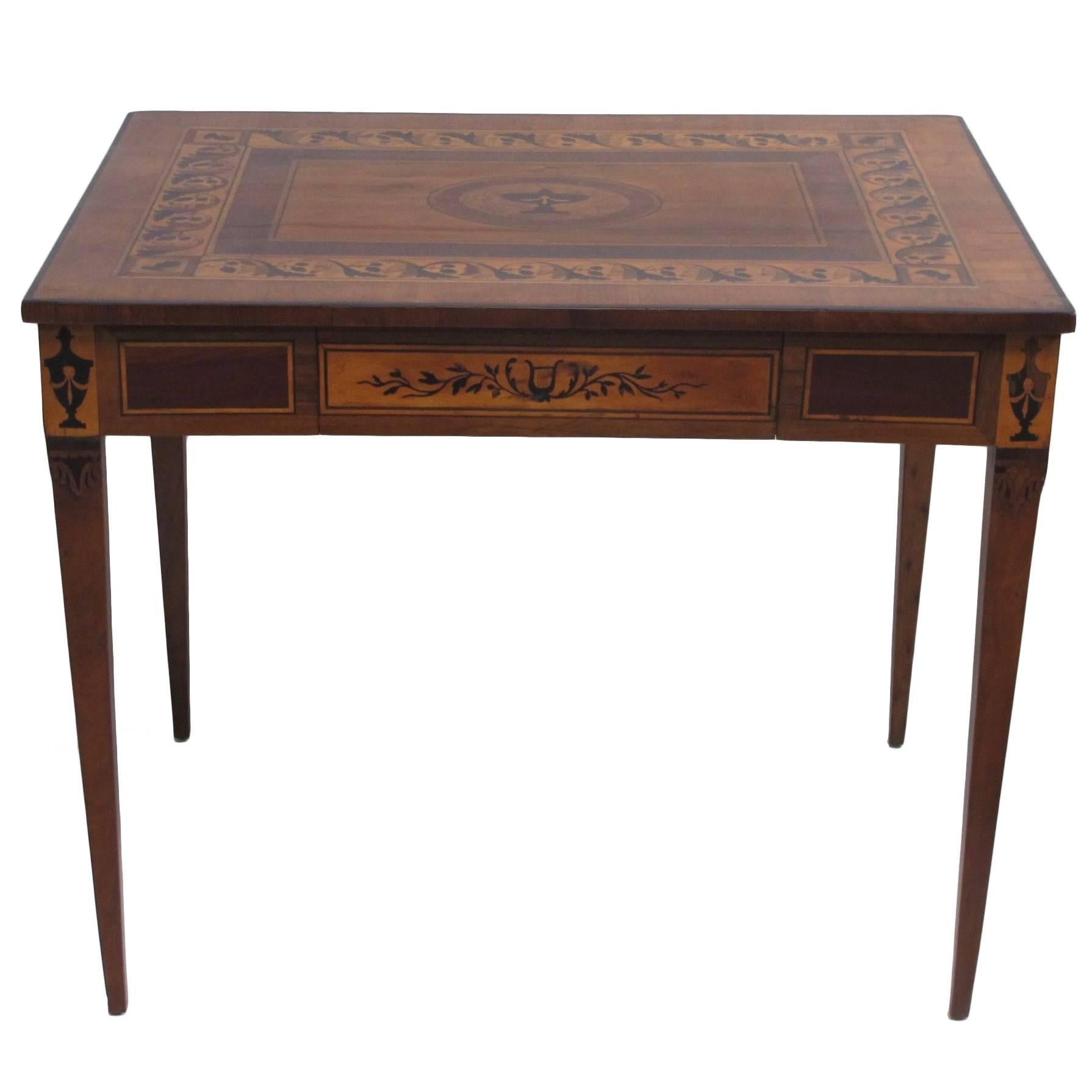  Italian Parquetry Inlaid Writing Table Desk, 18th Century