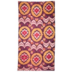 Late 19th-Early 20th Century Uzbek Pure Silk (Silk Warp and Weft) Ikat Panel