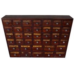 Antique Mahogany Apothecary Cabinet / Bank of Drawers, England, circa 1850