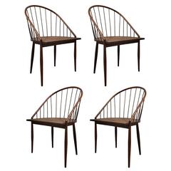 Set of Four Brazilian Spindle Back Chairs by Joaquim Tenreiro