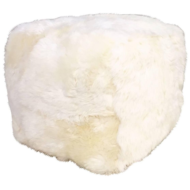 Sheepskin Cube Ottoman For Sale at 1stDibs