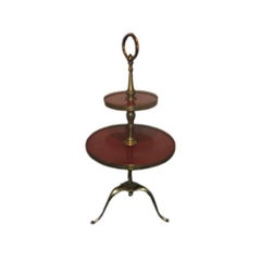 Italian Two-Tiered Table on Brass Tri-Pod Base