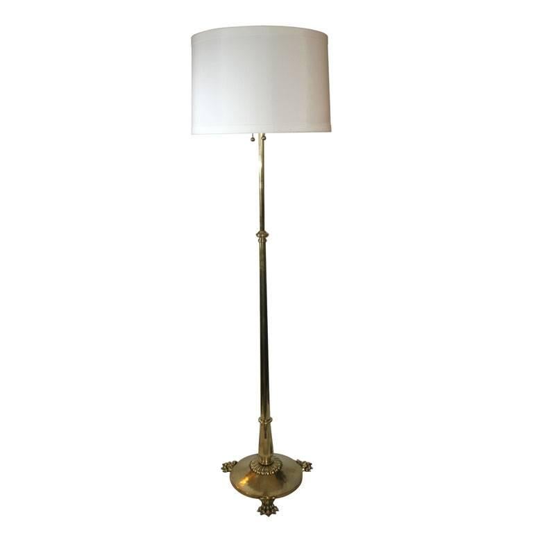Floor Lamp Classical Modern height adjusts brass German 1920's For Sale