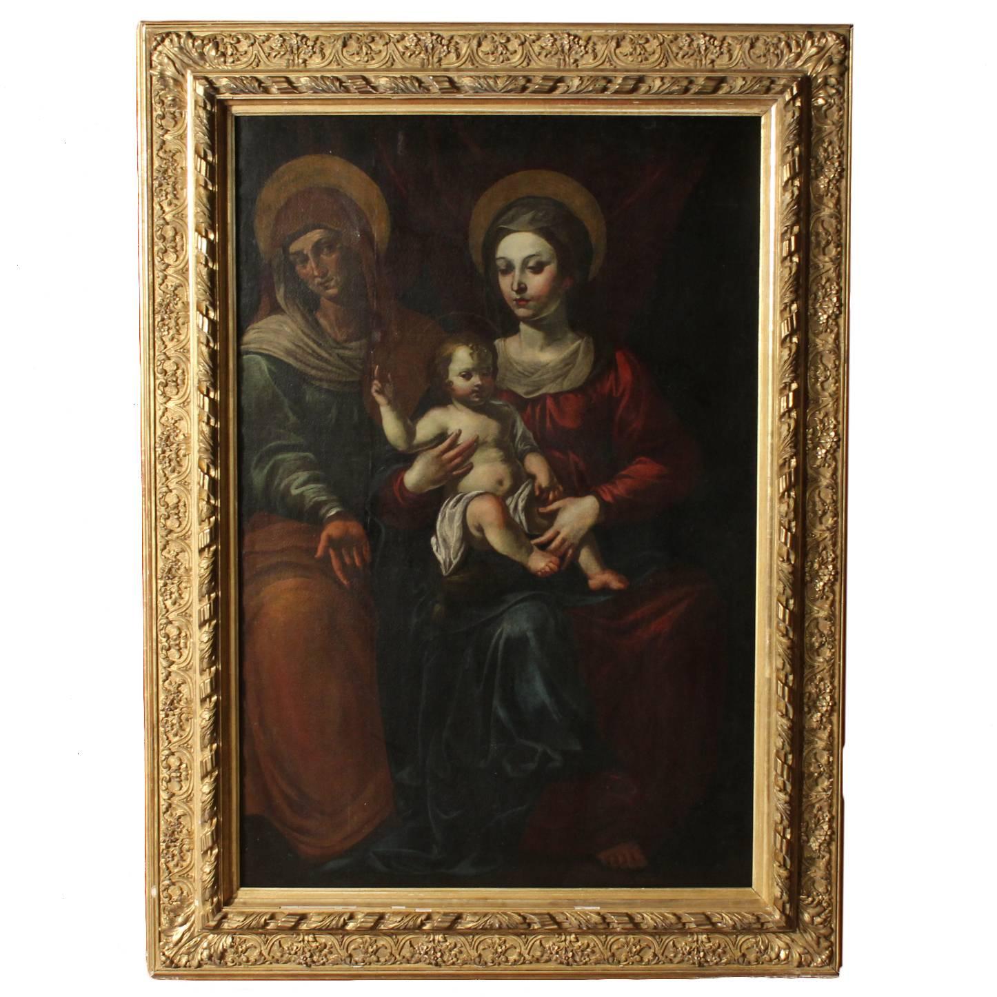 18th Century Painting "Virgin Mary with Child and Saint Anne"