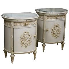 Pair of French Round Painted Louis XVI Nightstands