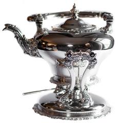 Antique American Silver Hot Water Kettle on Stand, Dominick 
Haff, Early 20th Century