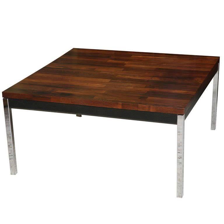 Florence Knoll Style Solid Brazilian Rosewood Staved and Chrome Table