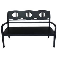 Antique 1940s Painted Dark Swedish Bench 1