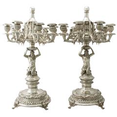 Antique 19th Century Austro-Hungarian Silver Eight Light Candelabra