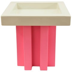 White & Pink Faenza Ceramic Tray Designed by Ettore Sottsass for Ceramica Gatti