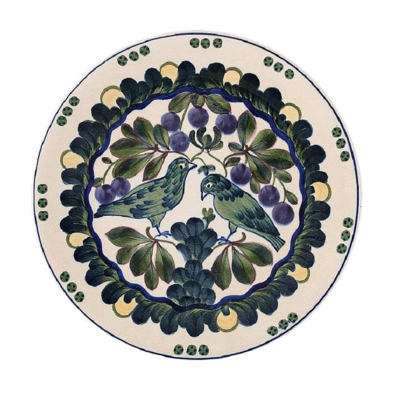 Aluminia Copenhagen, Large Platter, Decorated with Birds, Early 20 Century