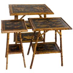 Set of Three 19th Century English Bamboo Tables