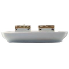 Early and Rare Royal Copenhagen Writing Set with Two Inkwells, circa 1850s 7