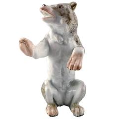 Antique Porcelain Figurine of Standing Bear, Meissen Style, Late 19th Century 5