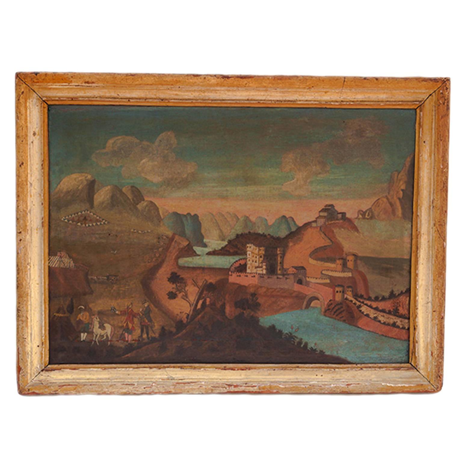18th Century Continental School Oil on Canvas Alpine Landscape For Sale