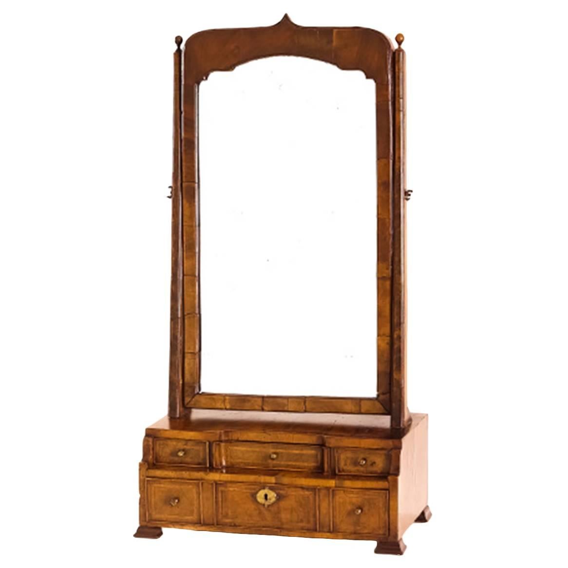 18th Century Georgian Walnut Dressing Mirror For Sale