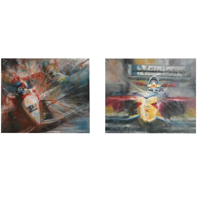 Pair of Solaris Formula 1 Paintings For Sale