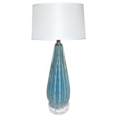 Mid-Century Barbini Murano Blue Lamp