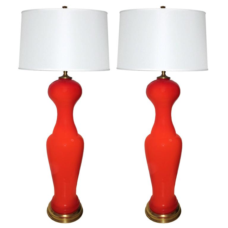 Pair Of Mid Century Murano Red Glass Lamps For At 1stdibs Pair Of Mid Century Murano Red Glass Lamps For