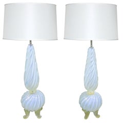 Pair of Mid-Century Opalescent Murano Glass Lamps