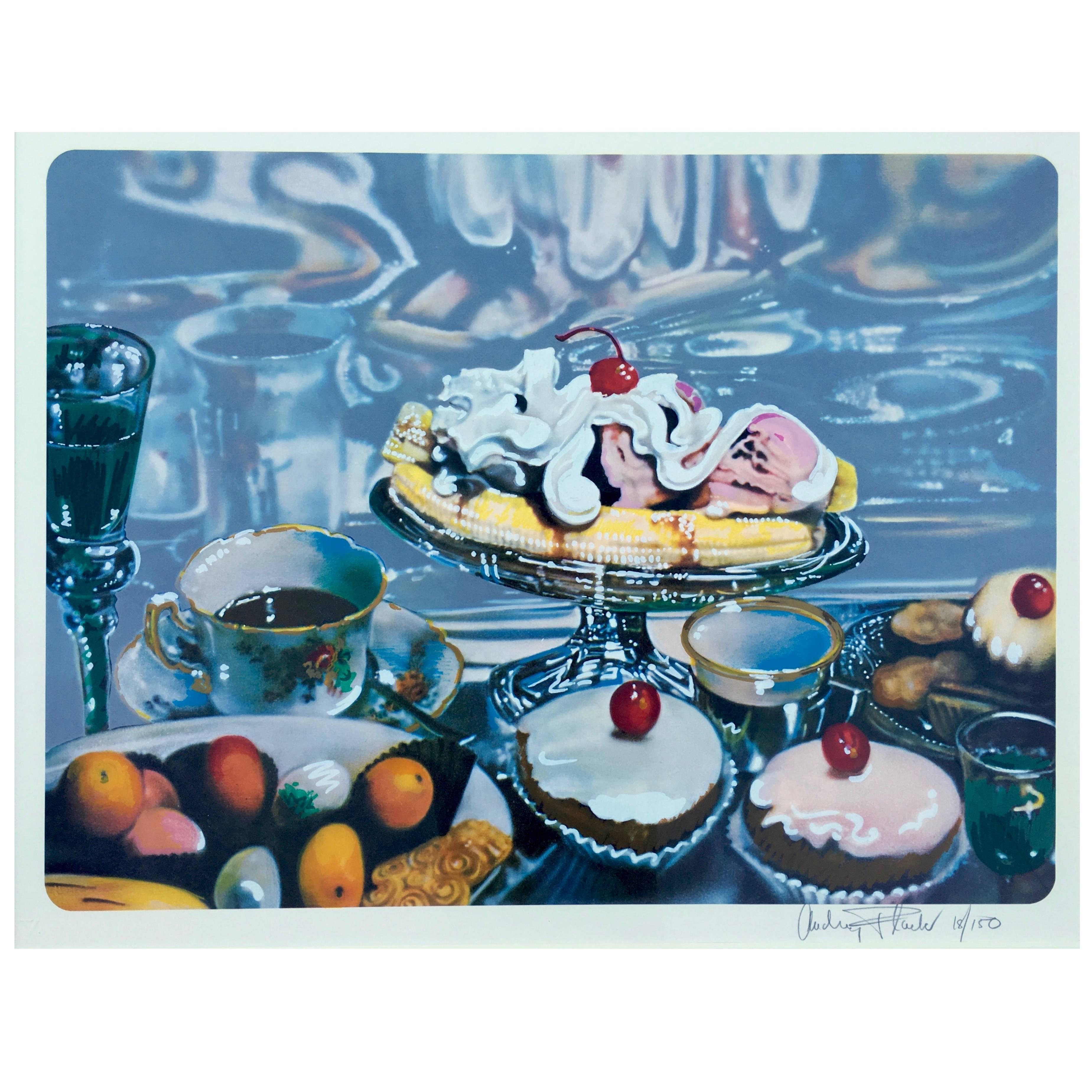 Audrey Flack, Banana Sundae, 1980 Photorealist Screenprint For Sale