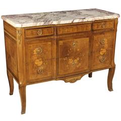 20th Century Inlaid Commode with Marble Top