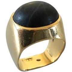 Georg Jensen 18-Karat Gold Ring with Falcon's Eye Stone