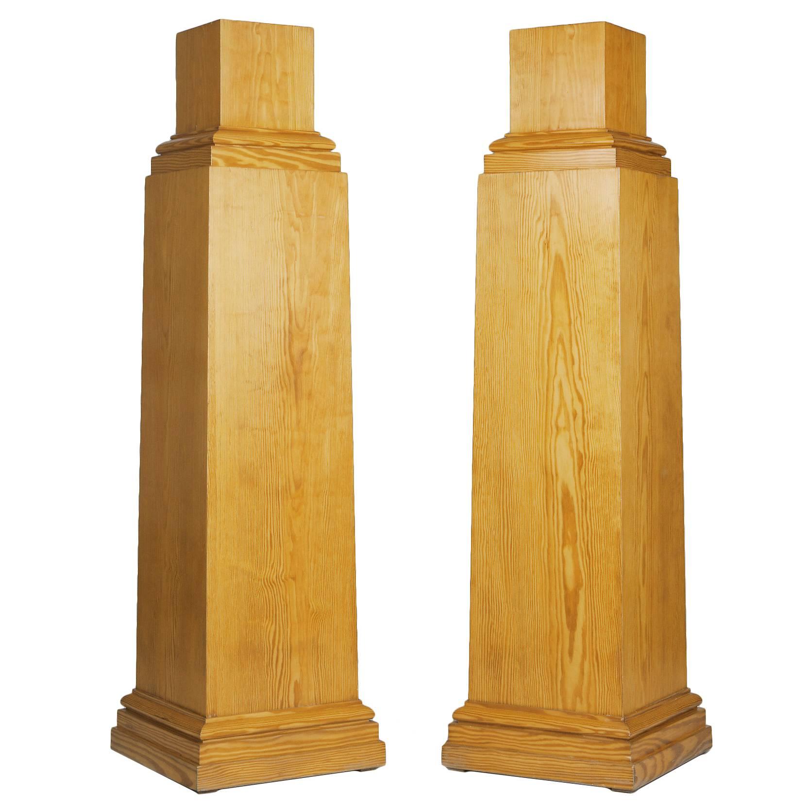 Pair of Beautiful Pinewood Plinths, Mid-20th Century For Sale