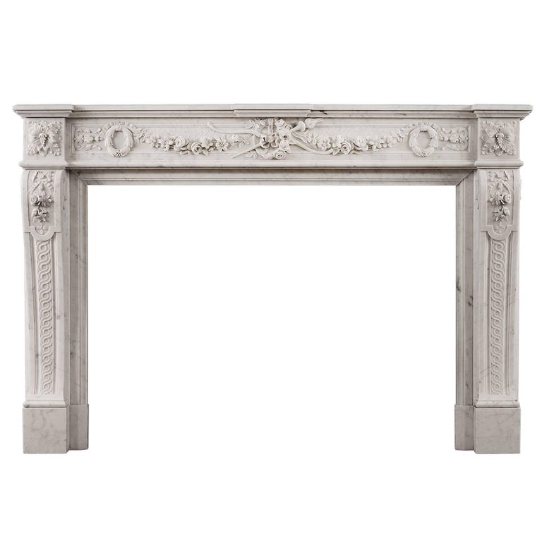 Quality Carrara French Louis Xvi Style Fireplace Mantel