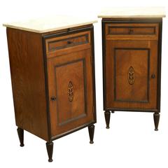 Pair of Continental White Marble-Topped Bedsides Antique Pair of Continental White Marble-Topped Bedsides