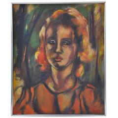 Vintage "Woman Who Adores Orange" Painting