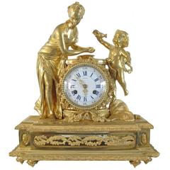 Attractive Mid-19th Century Fire Gilded Clock by Moser a Paris